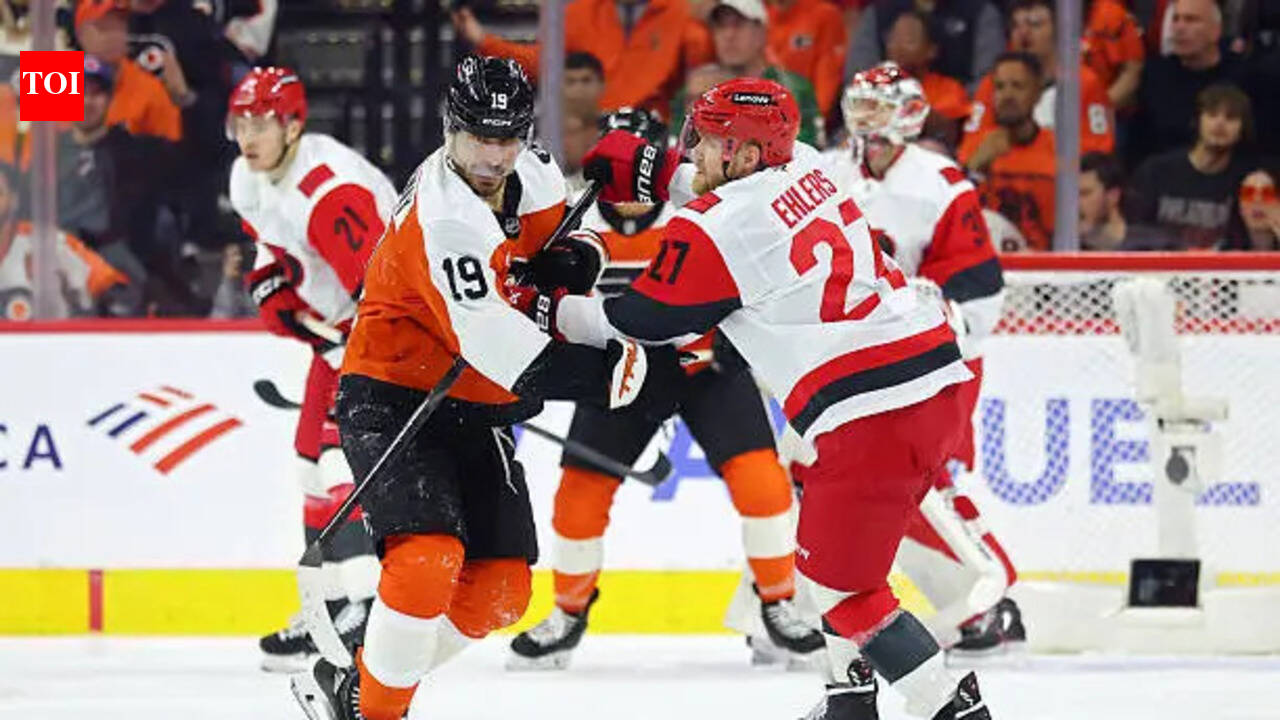 Philadelphia Flyers forward Garnet Hathaway suffers painful bench collision during Carolina Hurricanes NHL playoff game