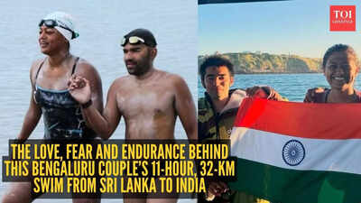 'Every time I breathed, I saw him beside me’: The love, fear, and endurance behind this Bengaluru couple’s 11-hour, 32-km swim from Sri Lanka to India