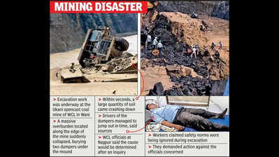 2 dumpers buried after landslide at Ukani coal mine, drivers escape to safety