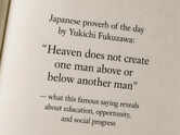 Japanese proverb of the day by Yukichi Fukuzawa: &ldquo;Heaven does not create one man above or below another man&rdquo; &mdash; what this famous saying reveals about education, opportunity, and social progress