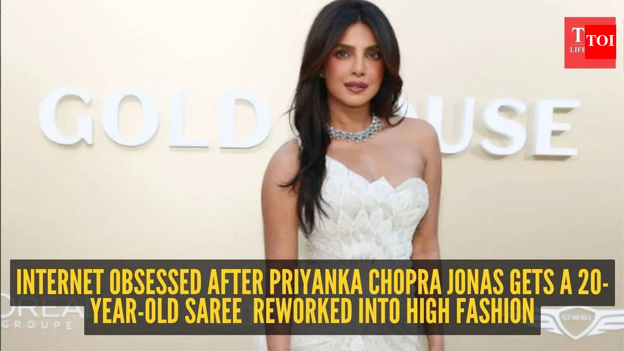 Gold House Gala: Priyanka Chopra Jonas just wore a reimagined 20-year-old  saree in a jaw-dropping couture moment at Gold Gala - The Times of India