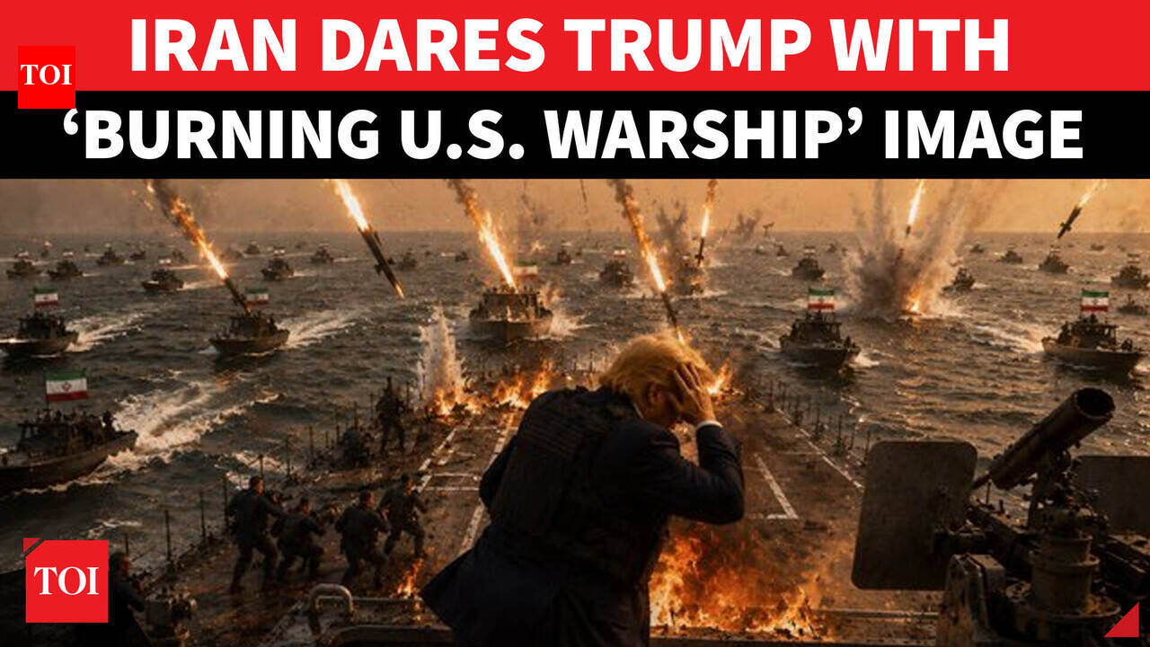 Iran Fires Back At Trump With Chilling ‘Burning US Warship’ Image; Missiles, Jets Seen