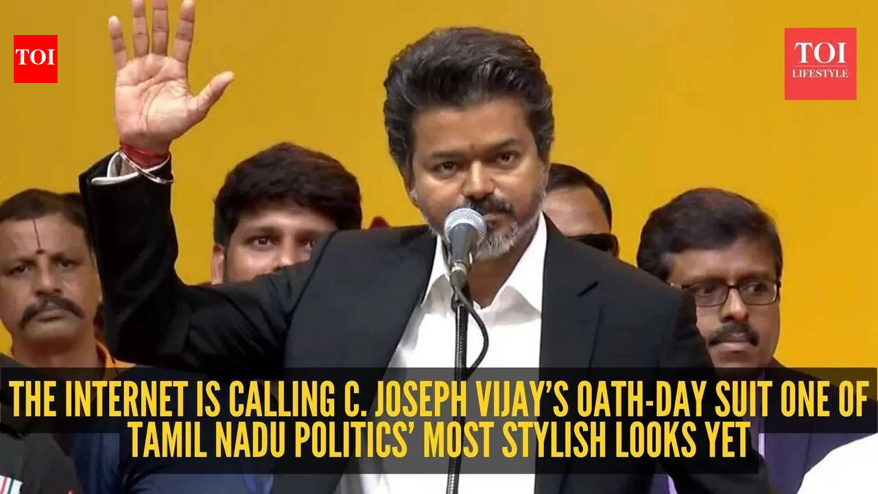Why Vijay’s sleek black suit became the biggest style moment at Tamil Nadu oath ceremony
