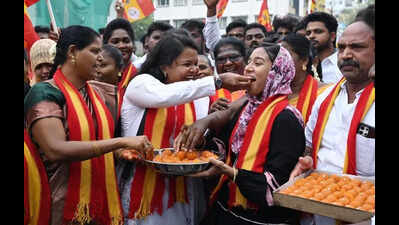 TVK cadres celebrate Vijay’s swearing-in