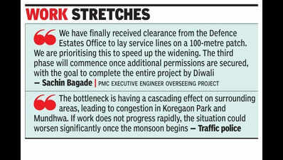 PMC’s Aga Khan-Tadigutta road widening drags on, commuters brace for months of chaos