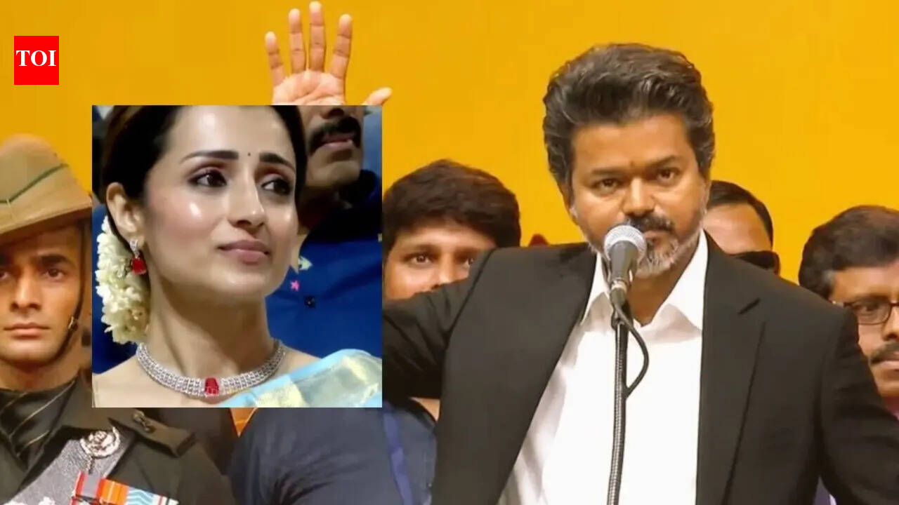 Trisha Krishnan’s emotional reaction to Vijay’s speech goes viral