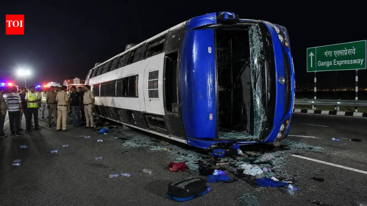 1 dead, over 30 injured after bus overturns multiple times on Ganga Expressway