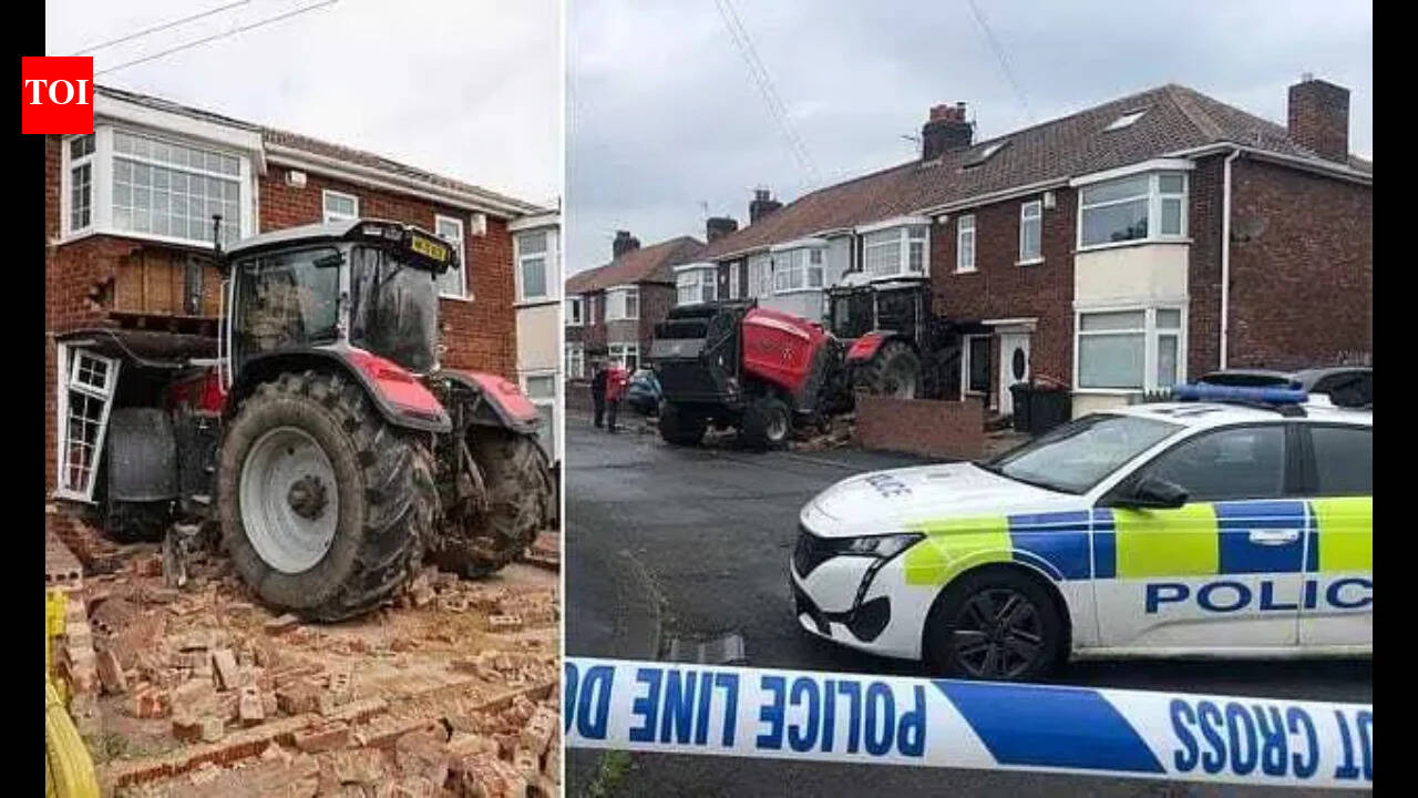 Two men arrested after stolen tractor crashes ‘full throttle’ into house in England