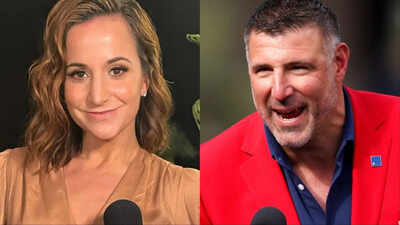 Mike Vrabel tosses his head sideways when Dianna Russini talks about bedroom details