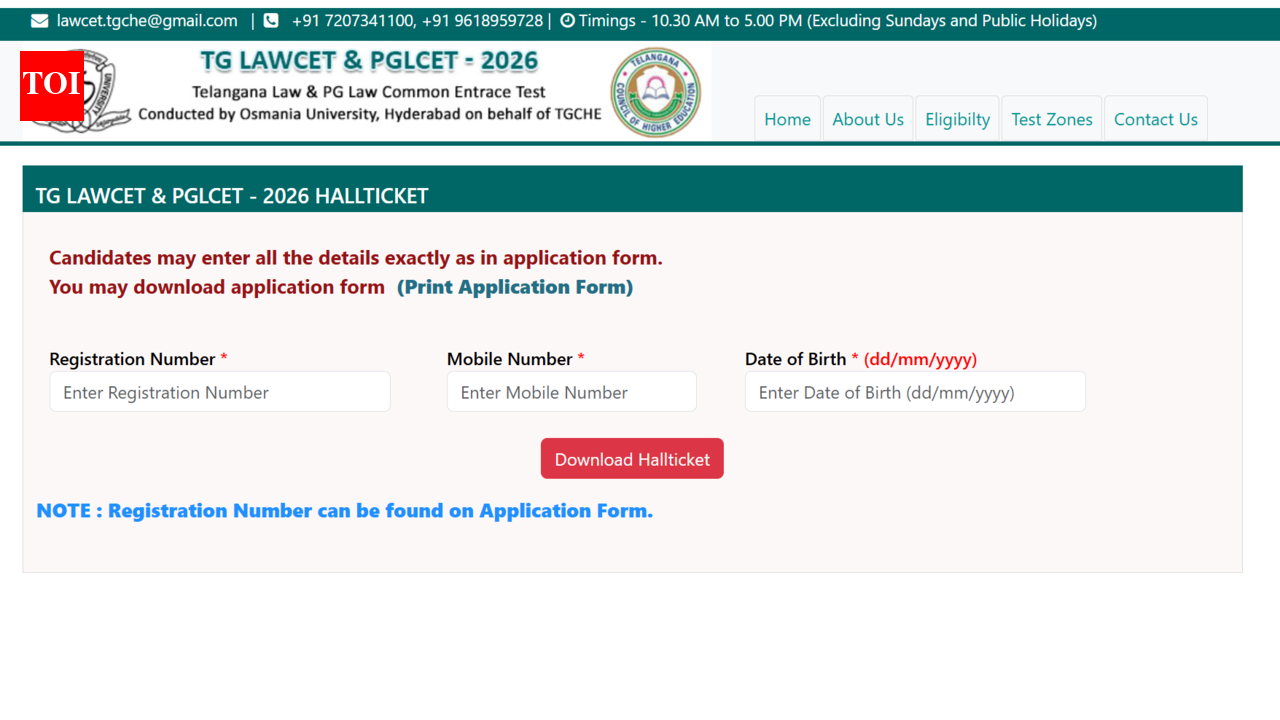 टीएस LAWCET, PGLCET 2026 हॉल टिकटlawcet.tgche.ac.in पर जारी: यहां एडमिट कार्ड डाउनलोड करने के लिए सीधा लिंक