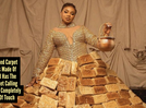 A dress made of 500 bread loaves? This reality star&rsquo;s viral red carpet outfit sparks a food wastage debate on the internet