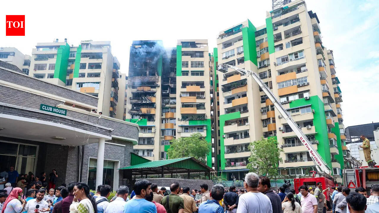 Indirapuram fire probe flags blocked driveway, poor upkeep of fire safety systems