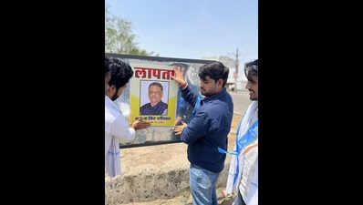 Cong slams health minister, puts up his ‘missing’ poster