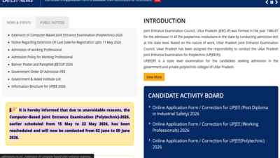 JEECUP 2026 exam dates revised: Check complete details here