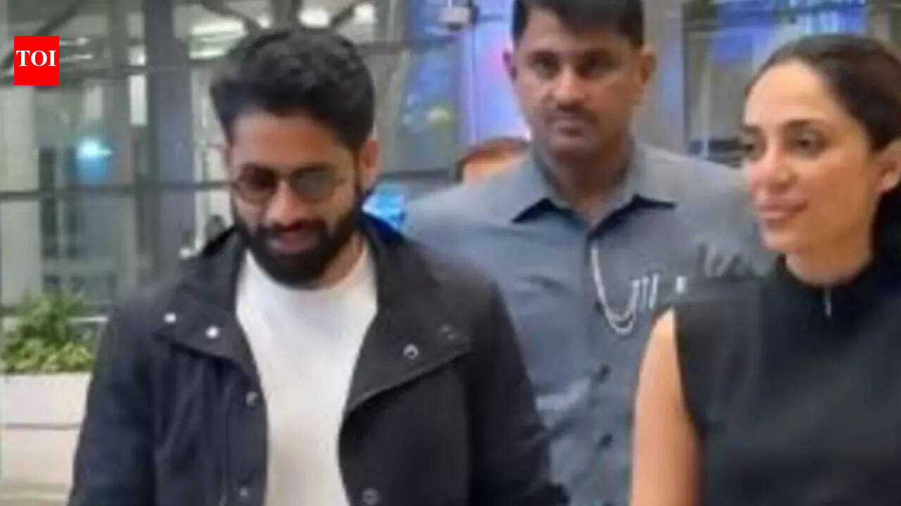 Naga Chaitanya and Sobhita Dhulipala’s elegant airport appearance grabs attention; couple wins hearts with their soft romance