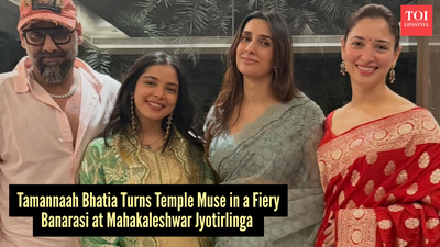 Tamannaah Bhatia proves nothing beats a classic Banarasi saree during her visit to Mahakaleshwar Jyotirlinga