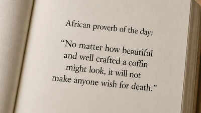 African proverb of the day: "No matter how beautiful and well crafted a coffin might look, it will not make anyone wish for death." — the old saying that still says a lot about modern life
