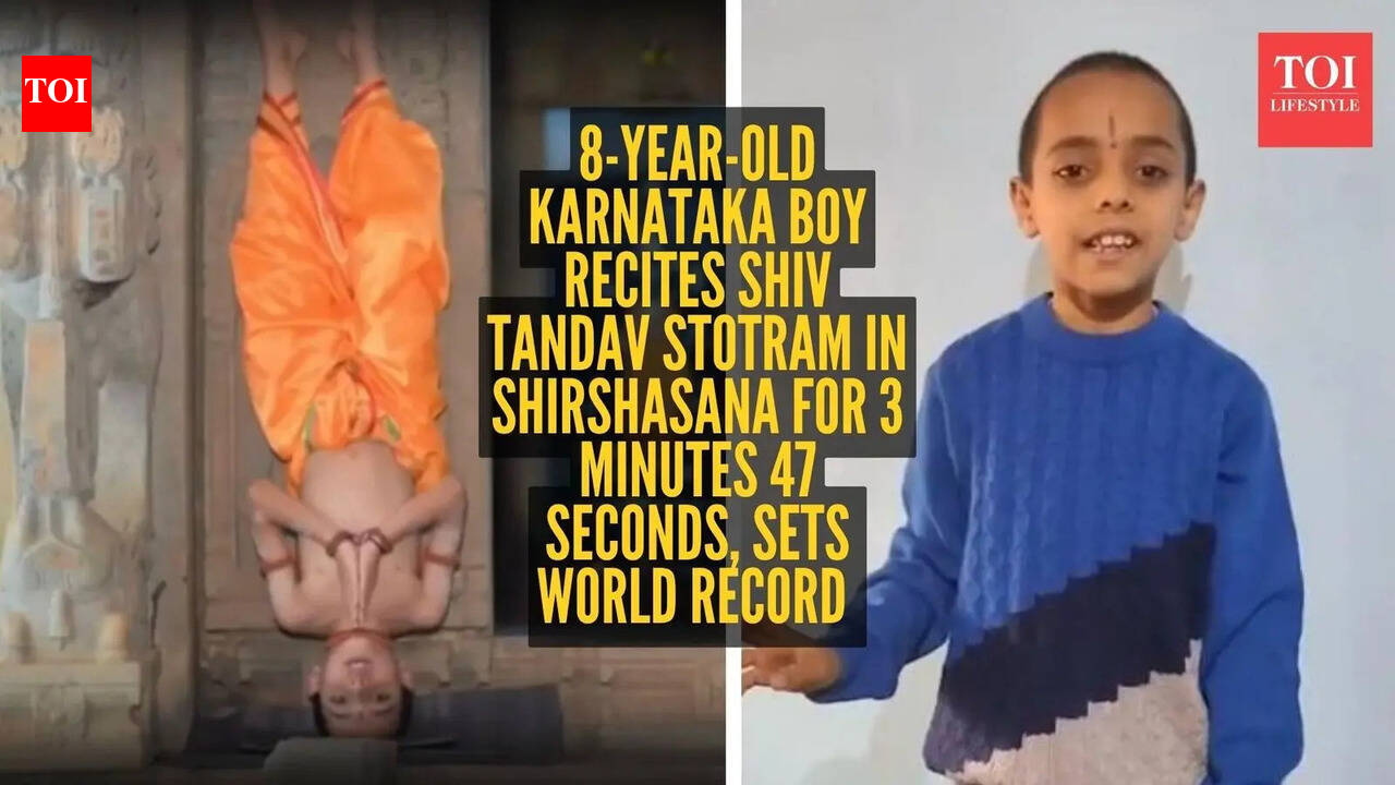 Video: 8-year-old Karnataka boy recites Shiv Tandav Stotram in Shirshasana for 3 minutes 47 seconds, sets world record