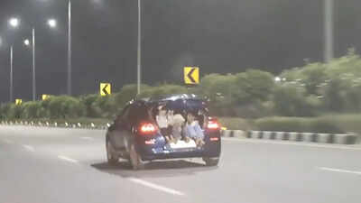 Viral video shows children sitting in car boot as vehicle speeds past 100 kmph in Hyderabad