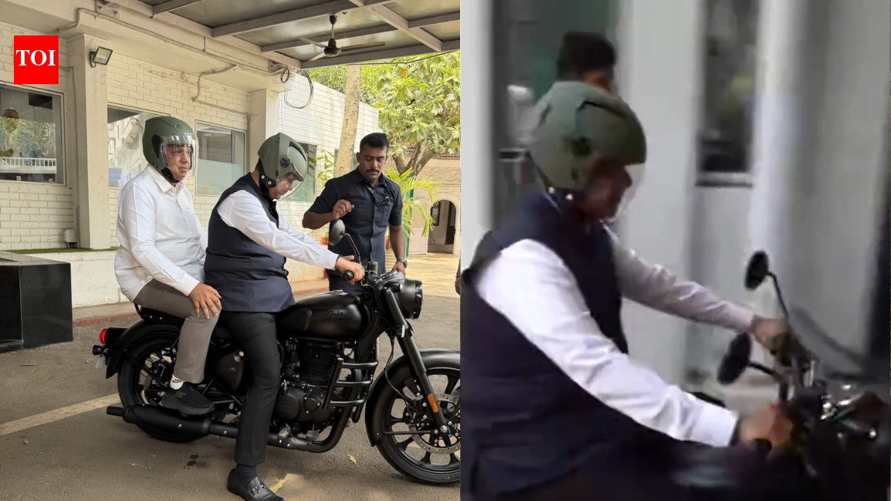 Cutting fuel use: Maharashtra CM Devendra Fadnavis reaches Vidhan Bhavan on motorcycle