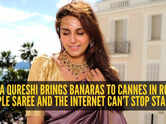 Huma Qureshi brings Banaras to Cannes in royal purple saree with Riviera-inspired palm motifs