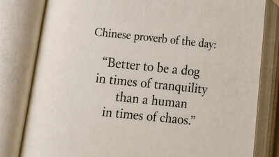 Chinese proverb of the day: “Better to be a dog in times of tranquility than a human in times of chaos.”