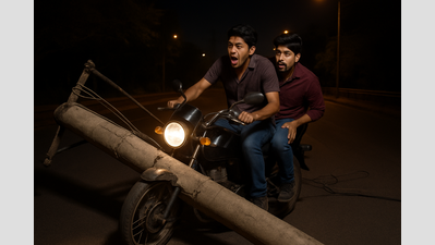 Biker on way home hits pole uprooted in storm, dies