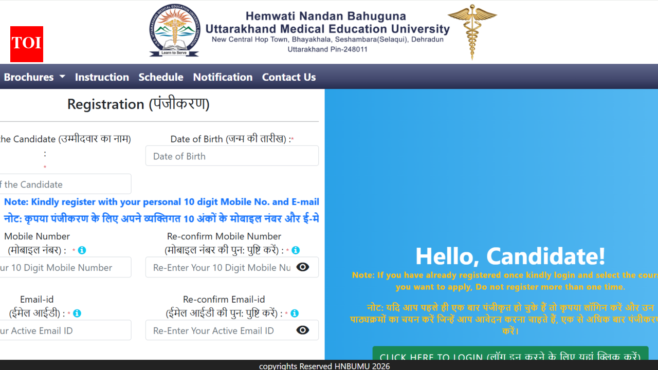 Uttarakhand BSc Nursing exam 2026 registration begins at hnbumu.ac.in: Check direct link to apply and key details
