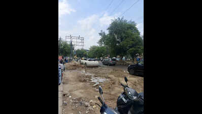 Broken & flooded, Kala Pathar road awaits repairs after pipeline rupture