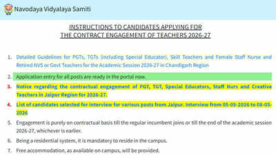 NVS Lucknow contractual teacher recruitment 2026 application window closes today for PGT TGT posts; apply here