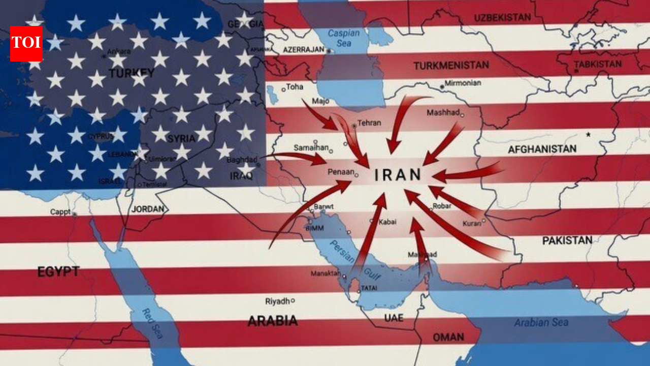 Trump’s cryptic Gulf map with red arrows at Iran sparks fresh war fears