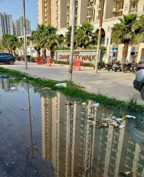 Sewage flows onto road in Siddharth Vihar, yet to be cleared after 3 weeks