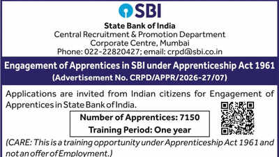 SBI apprentice recruitment 2026 notification out for 7150 posts, apply online from 19 May