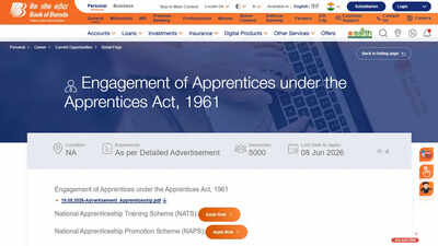 BOB apprentice recruitment 2026 begins for 5,000 graduates with 12-month training programme; check details here