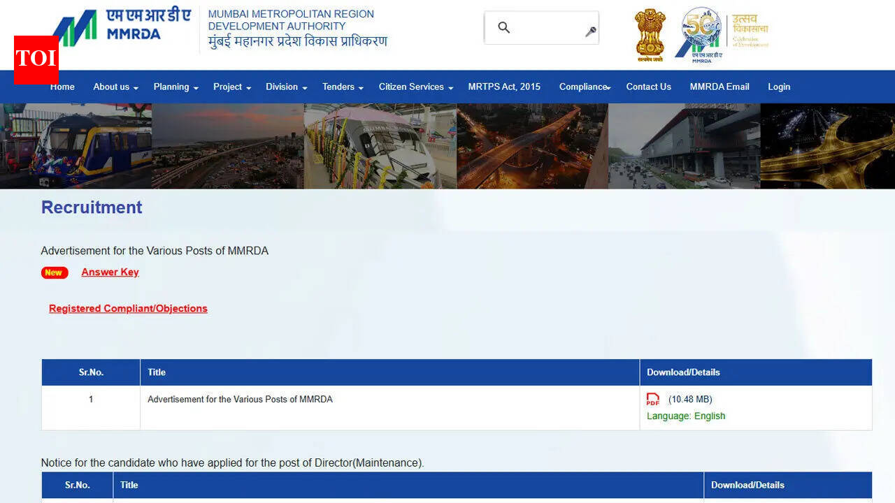 MMRDA answer key 2026 released for Group A, B and C exams; objection window opens