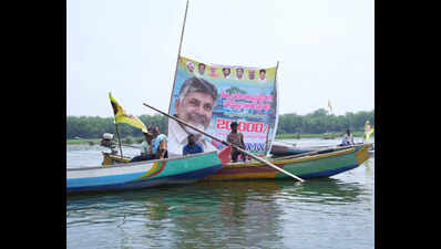 Fishermen sail in 100 boats to thank Naidu for welfare aid