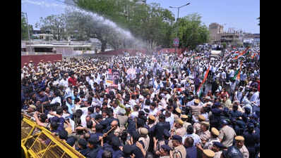 Cong protests over NEET paper leak; police use water cannons to stop march