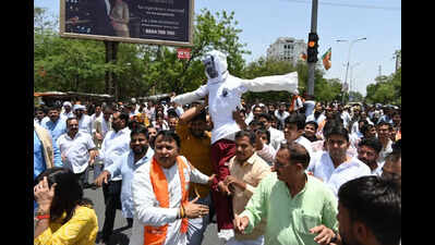 BJP protests Rahul’s remarks against PM Modi, Shah