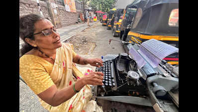 Lone typist outside Shivajinagar court waits for work