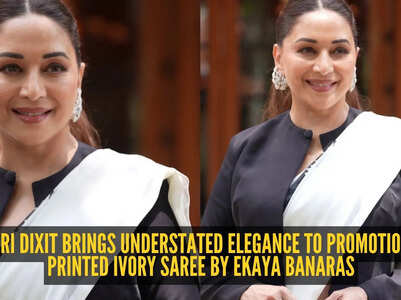 Madhuri Dixit&rsquo;s latest ivory saree look is giving rich lawyer-lady energy and fans can&rsquo;t unsee it