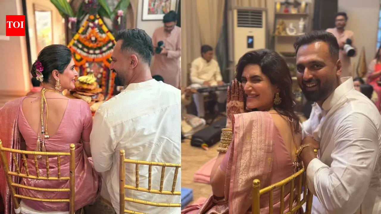 Parents-to-be Karishma Tanna and Varun Bangera celebrate new beginnings with an intimate baby shower ceremony