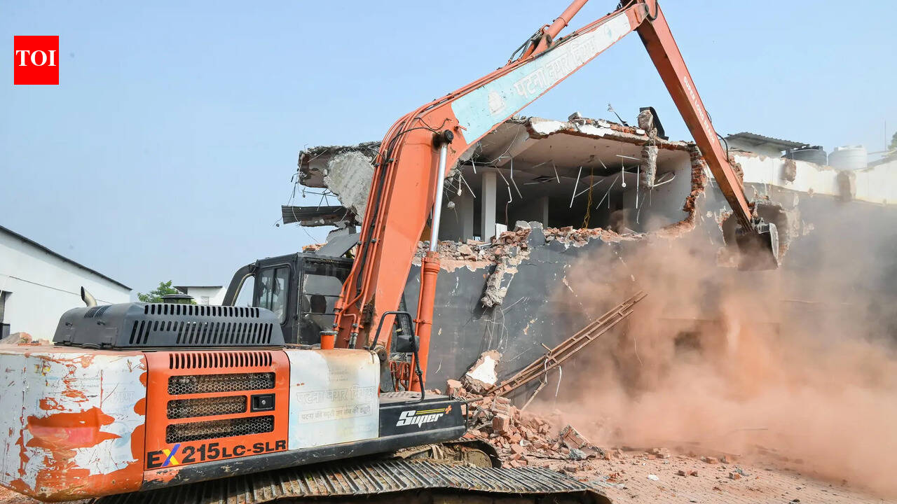 ‘Unauthorised’ showrooms demolished in anti-encroachment drive along Ganga