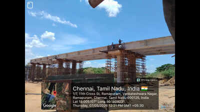 Chennai Officers Training Academy bridge spanning Adyar River nears completion