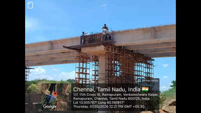 Chennai Officers Training Academy bridge spanning Adyar River nears completion