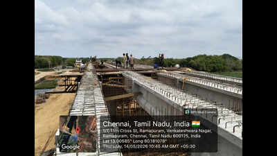Chennai Officers Training Academy bridge spanning Adyar River nears completion