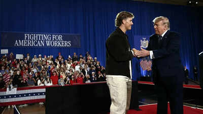 Donald Trump heaps praise on Giants star Jaxson Dart after surprise MAGA rally appearance in New York