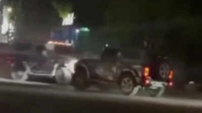 Thar vs Thar: Childhood friends become rivals, ram SUVs in violent road rage over woman in Vijayawada; watch
