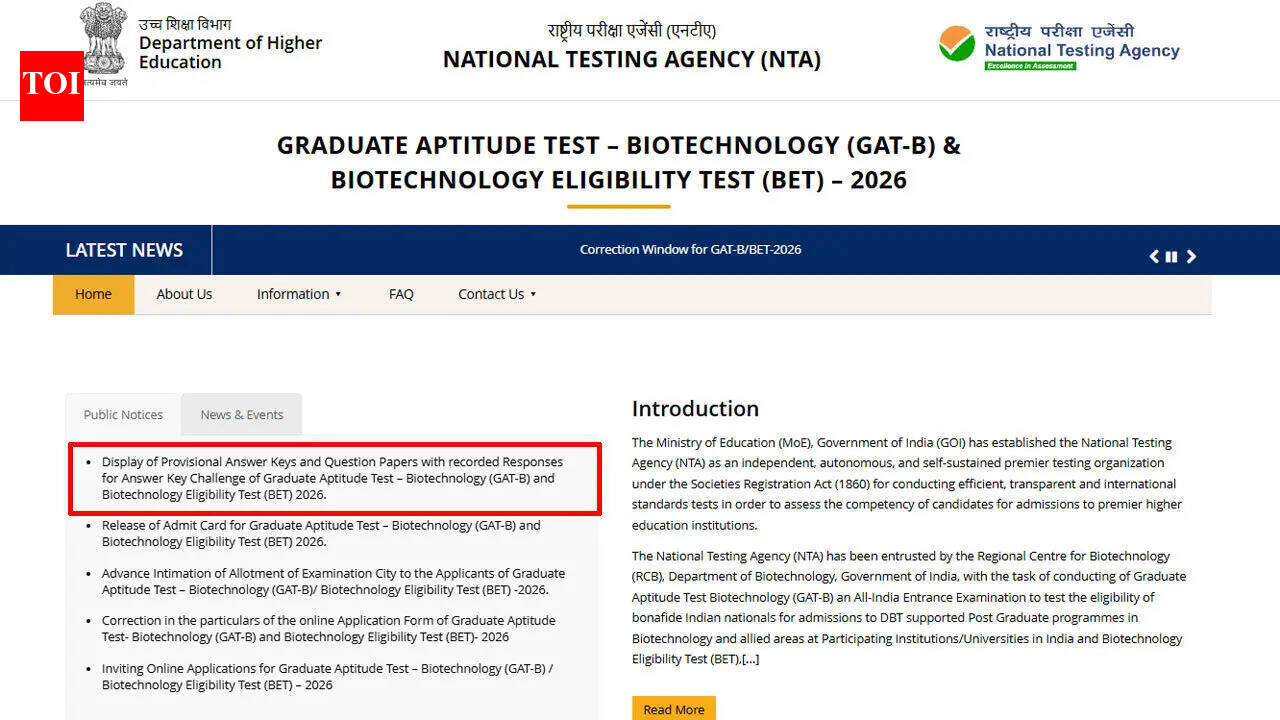 GAT-B and BET 2026 answer keys released; NTA opens challenge window till May 24