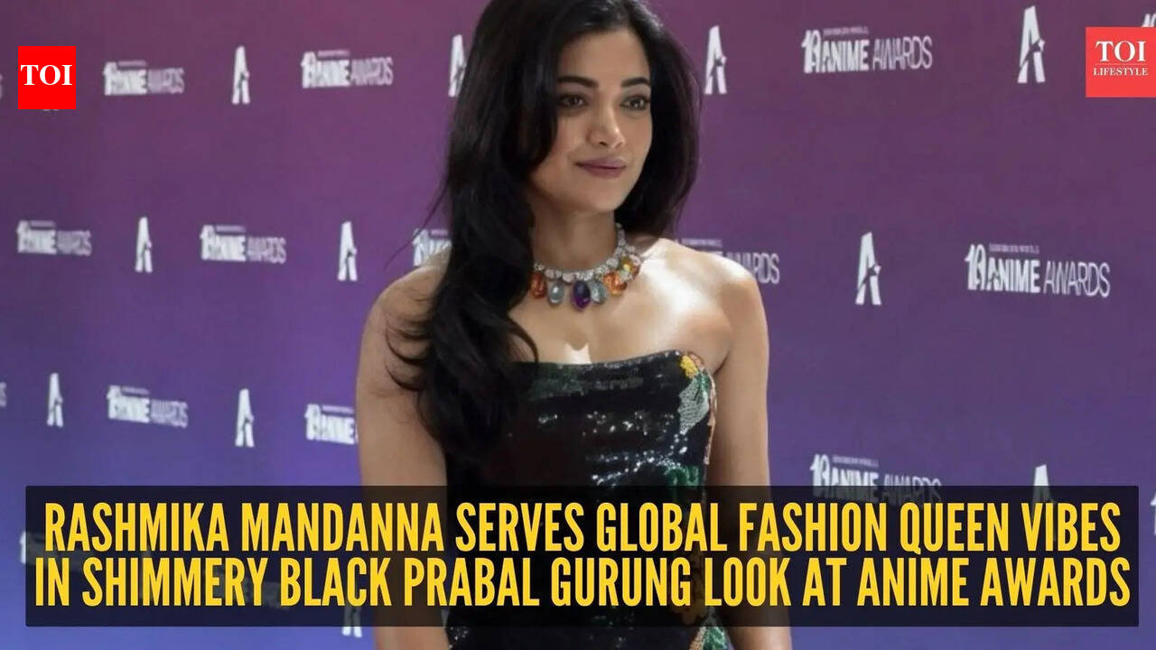 Rashmika Mandanna just took Anime Awards 2026 glam to a whole new level in a shimmery Prabal Gurung gown
