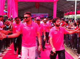 Rajasthan Royals players and coach interact with students in Jaipur